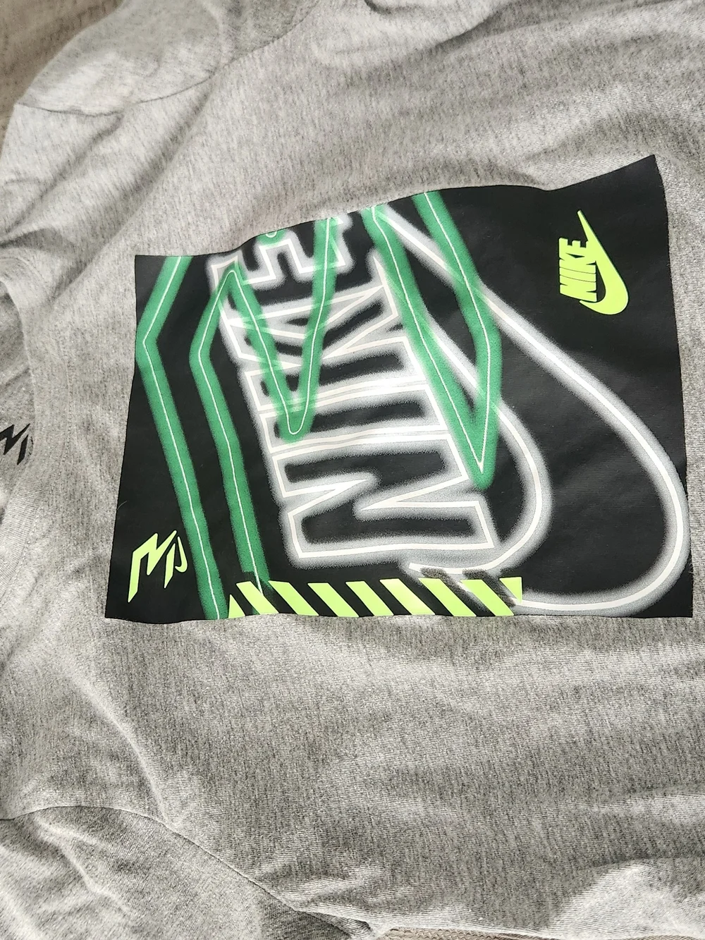 Nike Gray Tee with Neon Green and Black Graphic